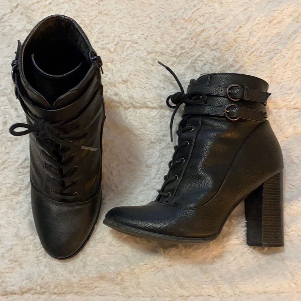 Lace up Faux Leather Booties